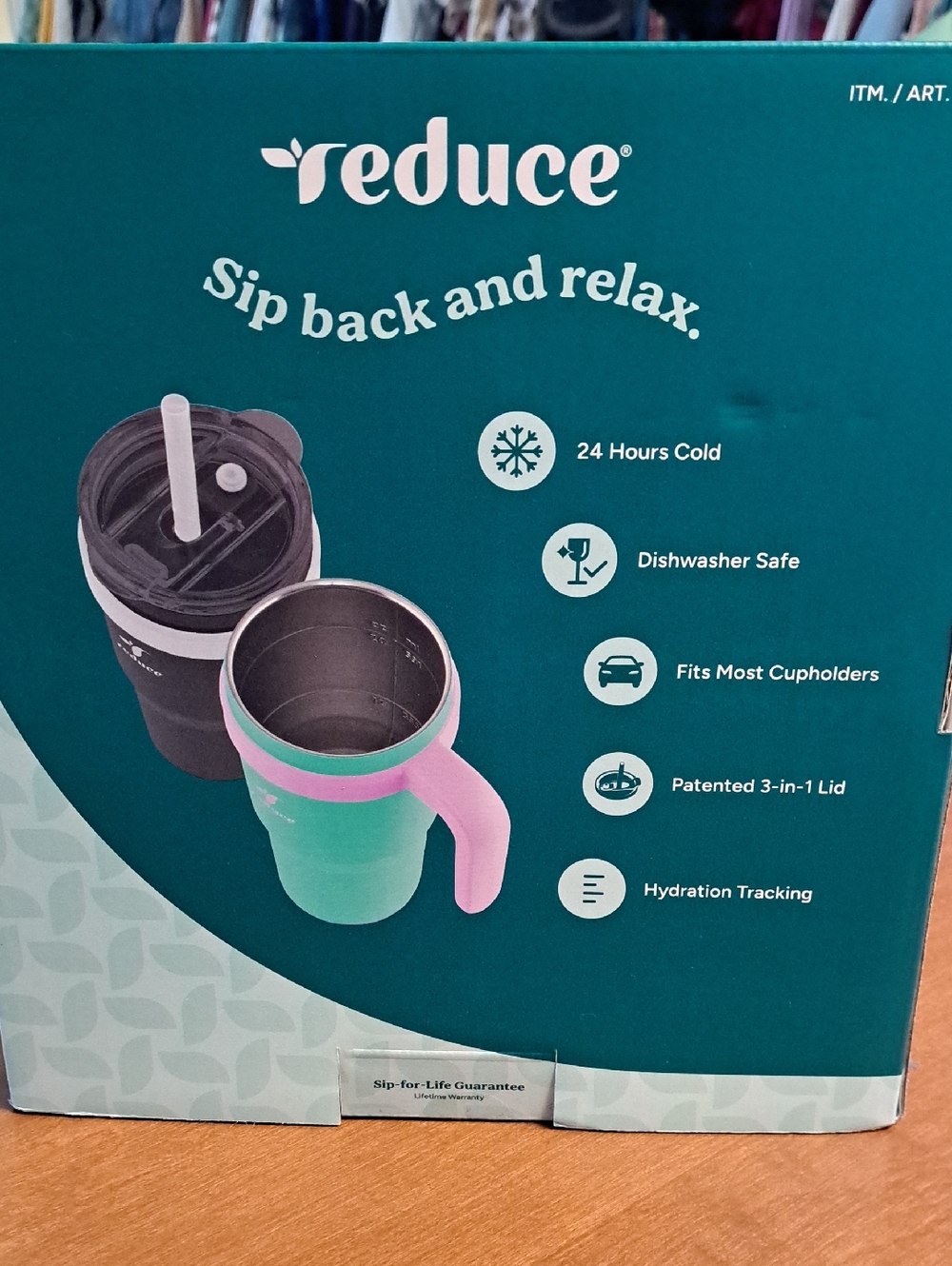 reduce® 24oz Insulated Tumbler - Pink and Teal - Picture 4 of 4